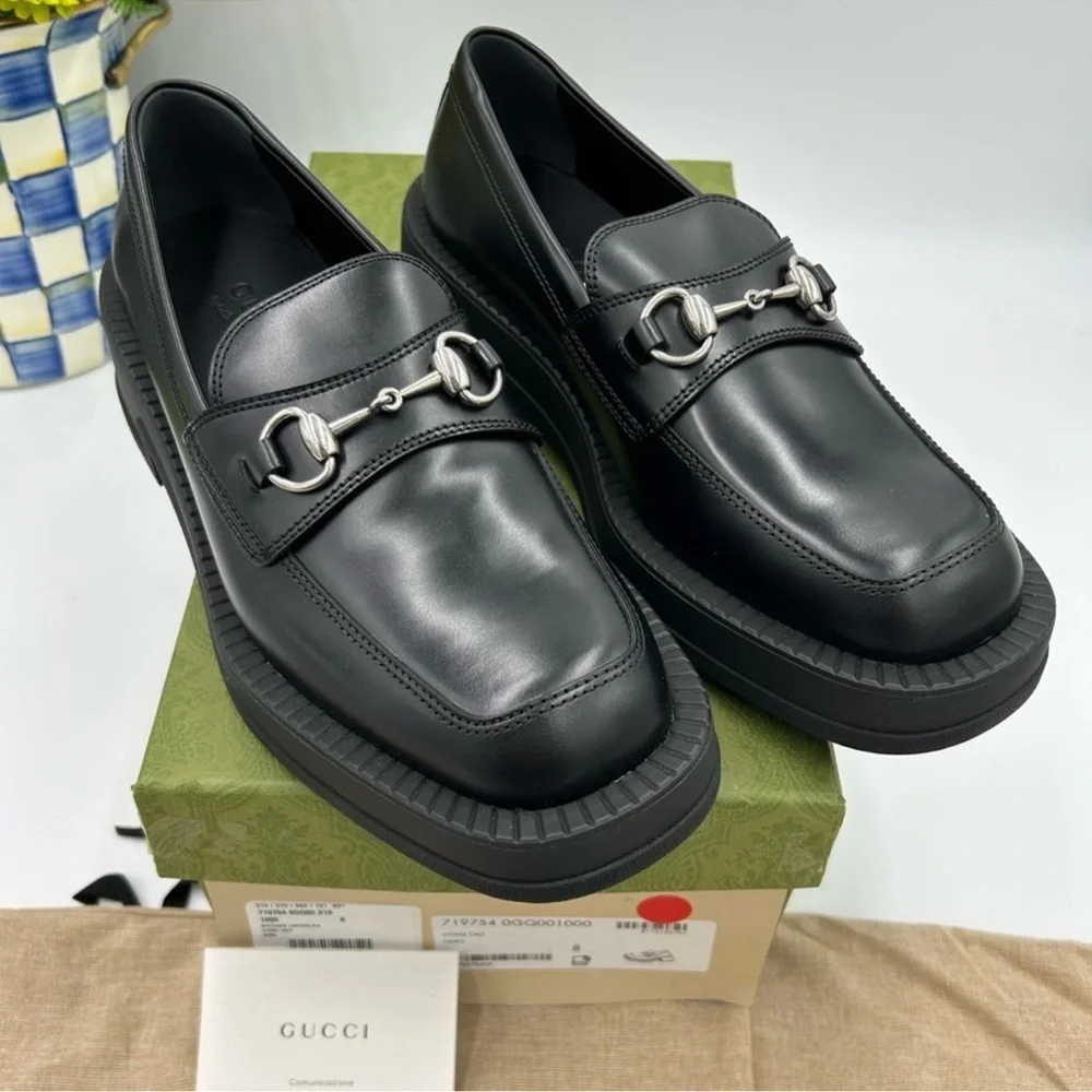 Men’s Gucci chunky horse bit loafers size 8 fits 8.5 US made in Italy